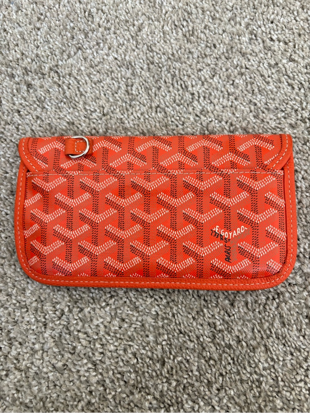 Goyard Orange Chevron Coated Canvas Clutch - Picture 2 of 5